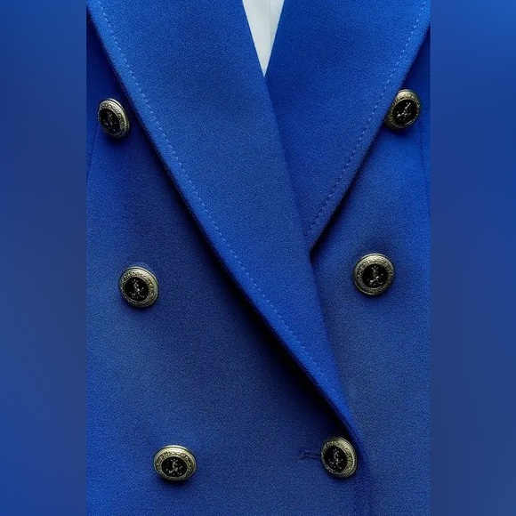 Zara Cobalt Blue Tailored Double Breasted Blazer - Picture 4 of 16